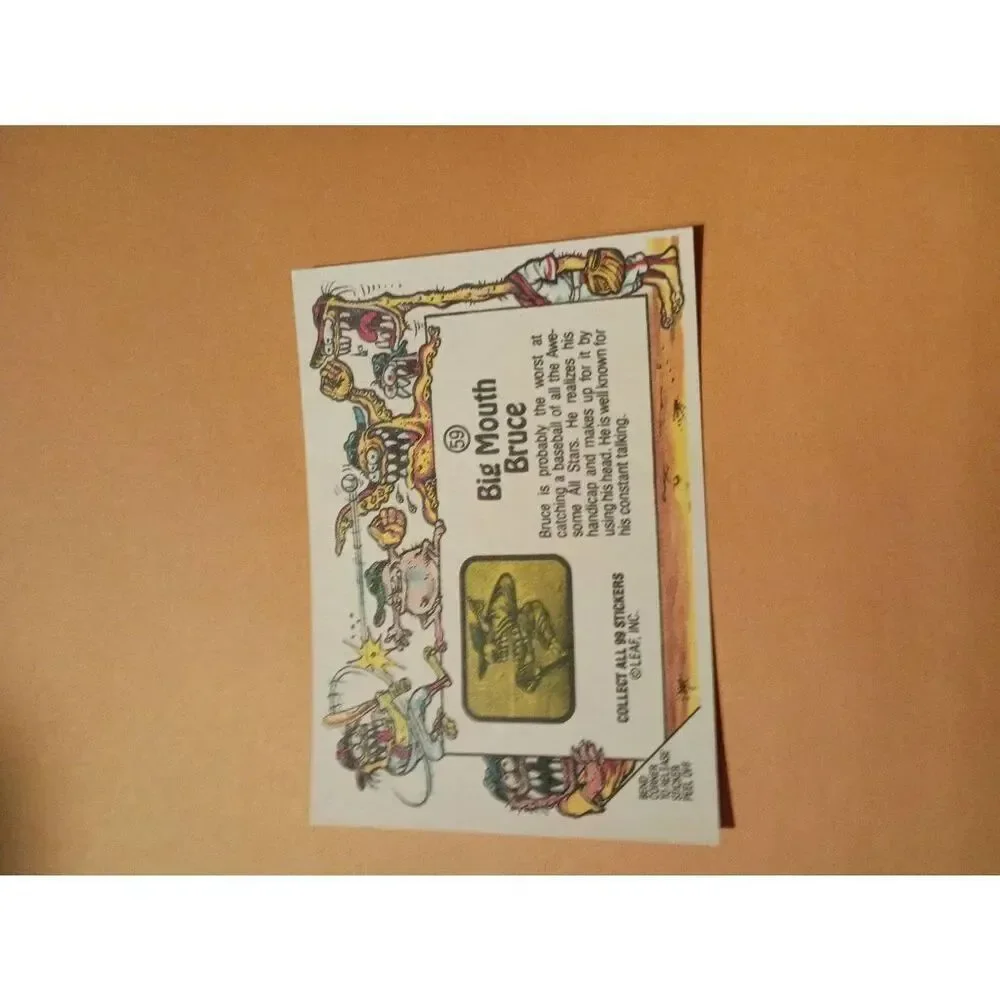 1988 Leaf Awesome All Stars Trading Card 59 Big Mouth Bruce Baseball Parody